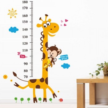 YESURPRISE-Vinilo-Pegatina-Decorativa-Infantil-Adhesiva-Para-Pared-Dibujos-Animados-Jirafa-Mono-Con-Regla-Regalo-Gratis-De-Lupa-De-Regla-Separador-De-Pgina-0