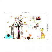 Rainbow-Fox-bho-y-el-mono-ardilla-jirafa-que-juega-en-Tatuajes-de-pared-colorido-del-rbol-etiqueta-de-la-pared-0-3